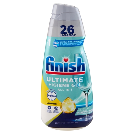 Finish Ultimate + Igiene Gel Napisan Lemon gel lavastoviglie 26 lavaggi 560 ml